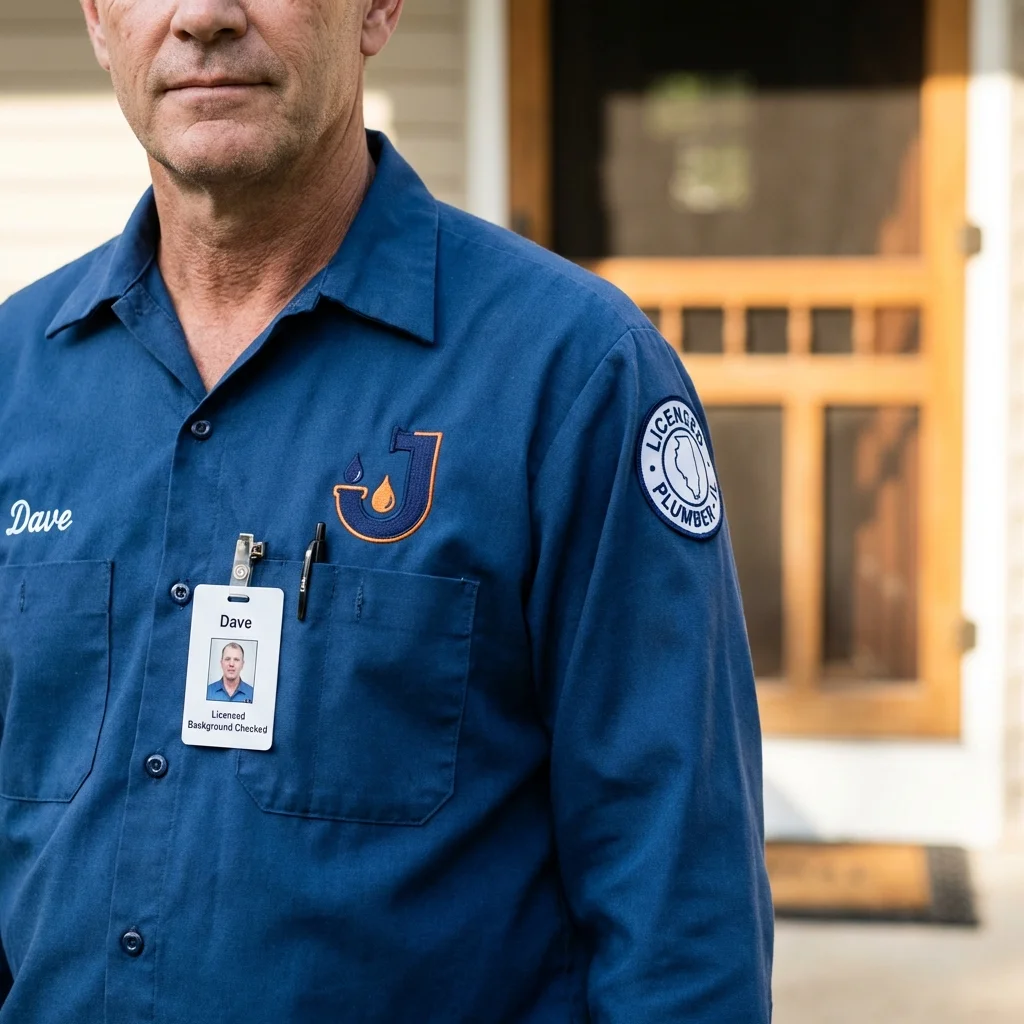 Licensed plumber showing ID badge in Satellite Beach, FL