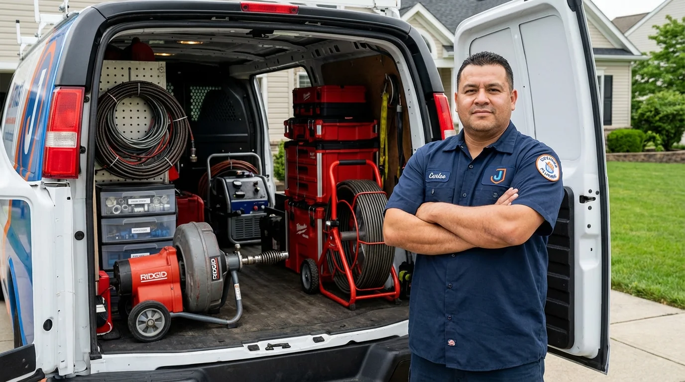 Professional drain cleaning equipment and Johns Plumbing LLC plumber in Satellite Beach