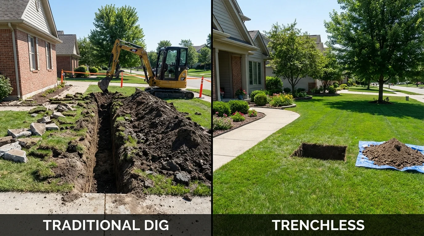 Trenchless sewer repair with minimal yard damage versus traditional excavation in Satellite Beach, FL